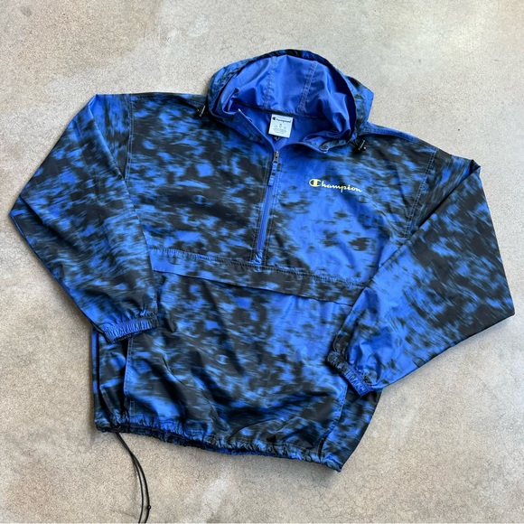 Champion Blue & Black Half-Zip Windbreaker - Picture 1 of 8